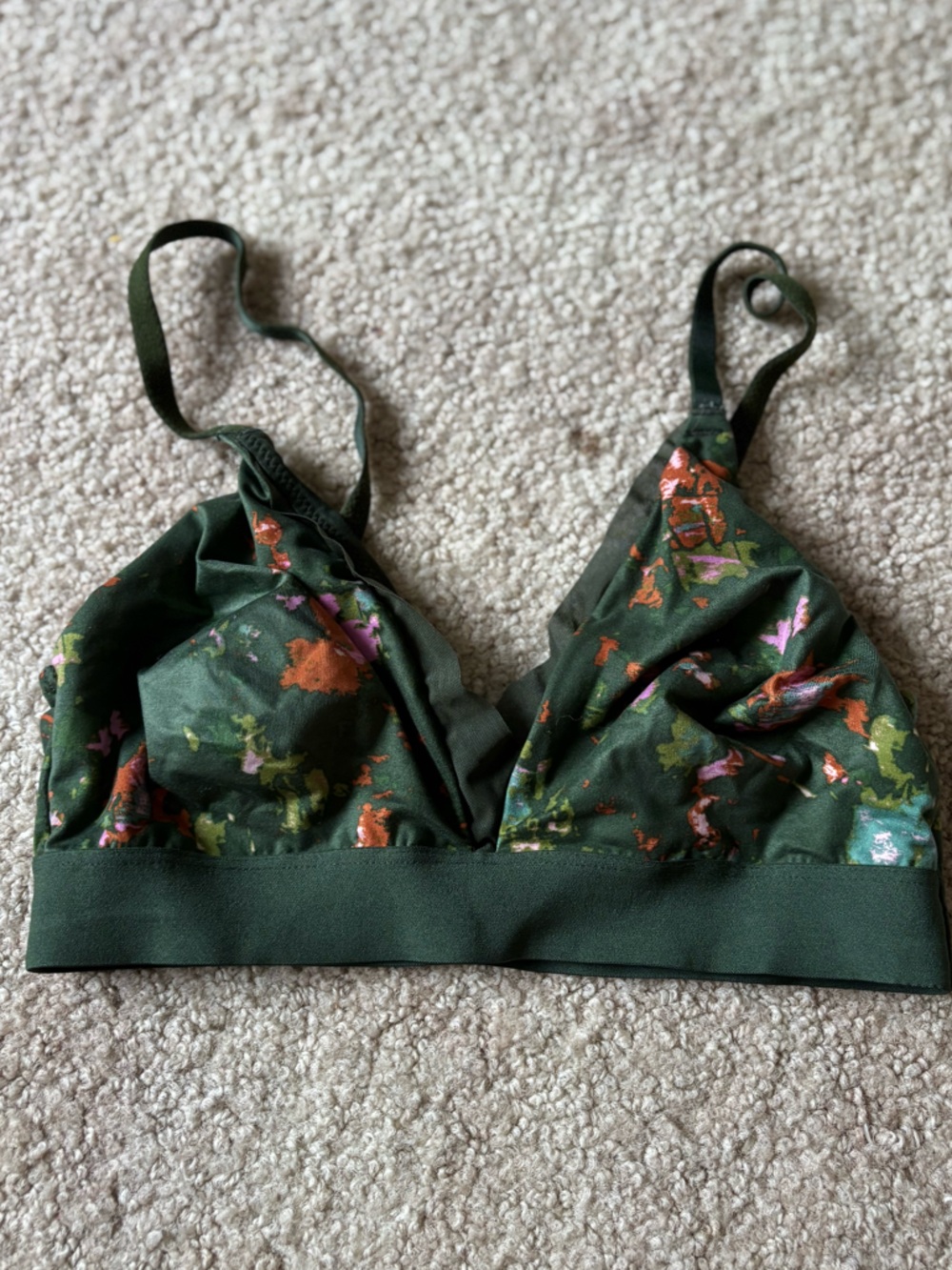 Dark Green Floral Bralette